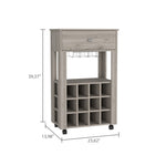 ZUN Memphis Bar Cart, Twelve Built-in Wine Rack, Four Legs, One Open Shelf -Light Gray B07092097