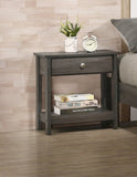 ZUN 1pc Rustic Grey Nightstand Single Drawer Bottom Shelf Bedside Table Bedroom Wooden Furniture B011P255198