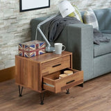 ZUN 2 Drawers Nightstand with Metal Legs, Walnut B016P253802