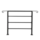 Handrails for Outdoor Steps, Wrought Iron Handrail Fits 1 to 4 Steps, Transitional Handrail with 72072019