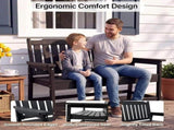 HDPE Outdoor Bench, Weather-Resistant Patio & Porch Bench With Aluminum-Reinforced Frame, 560 Lbs 01185495