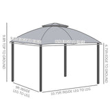 ZUN 10' x 12' Outdoor Gazebo, Patio Gazebo Canopy Shelter w/ Double Vented Roof, Zippered Mesh W2225142547