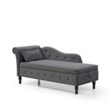 Aijia 60" Velvet Multifunctional Storage Chaise Lounge Buttons Tufted Nailhead Trimmed Solid Wood W111749337