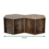 47.24'' Hexagonal Coffee Table Side Table Nightstand Antique Wood 2PCS W757P164921