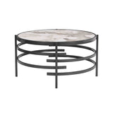 ZUN 32.48'' Round Coffee Table With Sintered Stone Top&Sturdy Metal Frame, Modern Coffee Table for W1071P144307