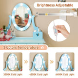 Kids Vanity Set with Mirror and Lights and Stool, 5 Storage Drawers, Pretend Play Princess Makeup 36837237