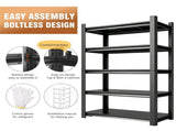 5-Tier Metal Industrial Storage Rack, Adjustable Shelving Storage Unit, Black Metal Shelving Rack 01254746