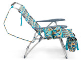 17 Inch Seat Height Beach Chair for Adults, Folding Portable Camping Chair with Headrest, Cup 80999442