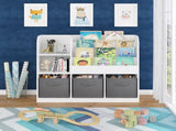 Kids Bookcase and Bookshelf, Multifunctional Bookcase with 3 Collapsible Fabric Drawers, Bookcase 45889754