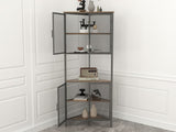 ZUN 5-Tier Shelves with Metal Mesh Door, Bookcase Storage Shelf Corner Shelf for Small Space, Living W2167P182341