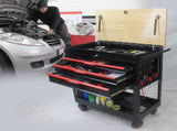 3 DRAWERS MULTIFUNCTIONAL TOOL CART WITH WHEELS AND WOODEN TOP 45204202