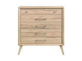 Mid-Century Modern Design Natural Oak Finish Chest of 5 Drawers Nickel Tone Classic Style Bedroom B011P224818