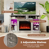 58" TV Stand with RGB Fireplace Gray- Smart App Remote Control, 4777 BTU Heater 30487667