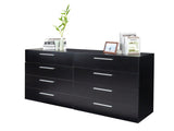 8 Drawer Double Dresser for Bedroom, Wide Storage Cabinet for Living Room Home Entryway, Black 07572522