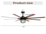 Modern 66 Inch Ceiling Fan With 6 Speed Wind 8 Blades Remote Control Reversible DC Motor With Light W934P189487
