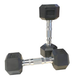 8LB 1-PairHDRS Rubber Coated Solid Cast Iron Dumbbell with Contoured Chrome Handle, Hexagon 92047421