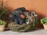 22.0" High DATONA FOUNTAIN Outdoor Weather Resistant Floor Fountain with Light, Light Brown Black 71778.00LBLK
