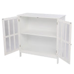 ZUN FCH Transparent Double Door Side Cabinet White 44876940