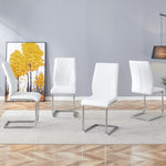 ZUN Set of 4 dining white dining chair set, PU material high backrest seats and sturdy leg W1151P203801