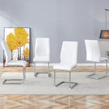 ZUN Set of 4 dining white dining chair set, PU material high backrest seats and sturdy leg W1151P203801