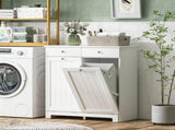 White Laundry Hamper Cabinet 2 Tilt-Out Baskets, 2 Drawers, Sturdy Home Storage Unit 46042713