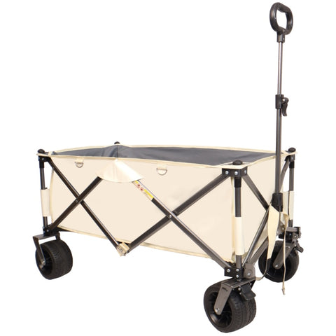 ZUN Folding Wagon, Heavy Duty Utility Beach Wagon Cart for Sand with Big Wheels, Adjustable Handle&Drink W1364P154997