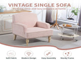Modern Accent Chair with Retro Wooden Legs & Nailhead Trim, Small Fabric Club Chair, Comfy W3042P262916
