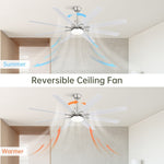 ZUN 66 Inch Low Profile Ceiling Fan with Dimmable Lights and Smart Remote Control 6 Speed Reversible W934P147098