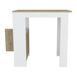 Kitchen Island 36" H, Three Open Side Storage Shelves and One Push-to-Open Cabinet, White/Macadamia B097120599