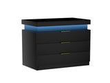 Nightstand with Charging Station and LED Lights,Night Stand with Sliding Top for Bedroom,Bedside W1162P320229