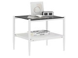 Set of 2 Rectangle End Table, Tempered Glass Tabletop with MDF layer, Modern Table for Living Room , W241P184250
