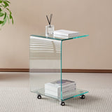 C-shaped Clear Glass Side & End Table, Tempered Glass End Table Small Table W1718P242510