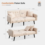 ZUN Futon Sofa Bed, 56" Loveseat Sofa Couches Mid Century Modern Couch Sleeper Sofa Bed with Adjustable W1521P289668