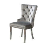 ZUN Contemporary Gray Flannelette 2pcs Side Chairs Button-Tufted Upholstered Dining Chairs Wingback B011P208973