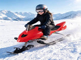 2-in-1 Kids Snow Racer Sled with Tow Rope, 30&deg Steering & Dual Foot Brakes Downhill Ski Sled, 01237271