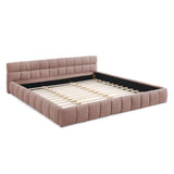 King size Upholstered Bed Frame Thick Fabric, Chenille Fabric Grounded Queen Size Platform Bed W487P246686