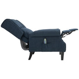 ZUN Dark Blue Massage Recliner Chair. Wingback Single Sofa with Vibration Massage, Heat, Push Back 34870633