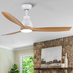 ZUN 52 In.Intergrated LED Ceiling Fan with Antique Brown Wood Graiin Blade W136756004