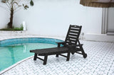 Lounge Chair Outdoor with Wood Texture,Oversized Chaise Chair with 5 Positions, HDPE, Patio W2103P254600