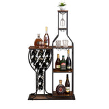 ZUN 11 Bottle Wine Bakers Rack, 5 Tier Freestanding Wine Rack with Hanging Wine Glass Holder and Storage W2167130778