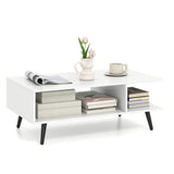 Rectangle Coffee Table with 2 Open Compartments-White 93354194