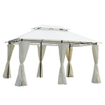 ZUN 13 x 10 Ft Outdoor Patio Gazebo Canopy Tent With Ventilated Double Roof And Curtain,Beige [Sale to 31283176