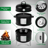 ZUN Vertical Steel Charcoal Smoker, Heavy Duty Double Layer Round BBQ Grill for Outdoor Cooking, Black 53758483