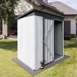 ZUN Metal garden sheds 5ftx4ft outdoor storage sheds White+Grey W1350114590