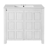 36 " Bathroom Vanity Organizer with Ceramic Sink, Set Bathroom Storage Cabinet,Antique White N729P255666K