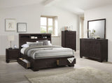 Modern Bedroom Nightstand Brown Color Drawers Bed Side Table Rubberwood HSESF00F4861