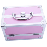 ZUN SM-2176 Aluminum Makeup Train Case Jewelry Box Cosmetic Organizer with Mirror 9"x6"x6" Pink 34100159