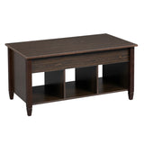 ZUN Lift Top Coffee Table Modern Furniture Hidden Compartment and Lift Tabletop Brown 11672381