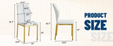 Luxury Simple Chair - Set of 4 White PU Material High Resilience Dining Chair with Metal Gold W1151P282689