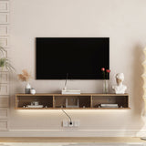 Floating TV Stand Wall Mounted with 16 Color LEDs,69" Modern TV Stand, Floating TV Cabinet W1321P289278